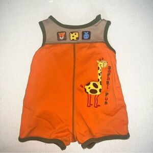 Baby Okie Dokie 3-6 Months Safari Fun Orange Baby Boy Romper Y2K 90s Vintage